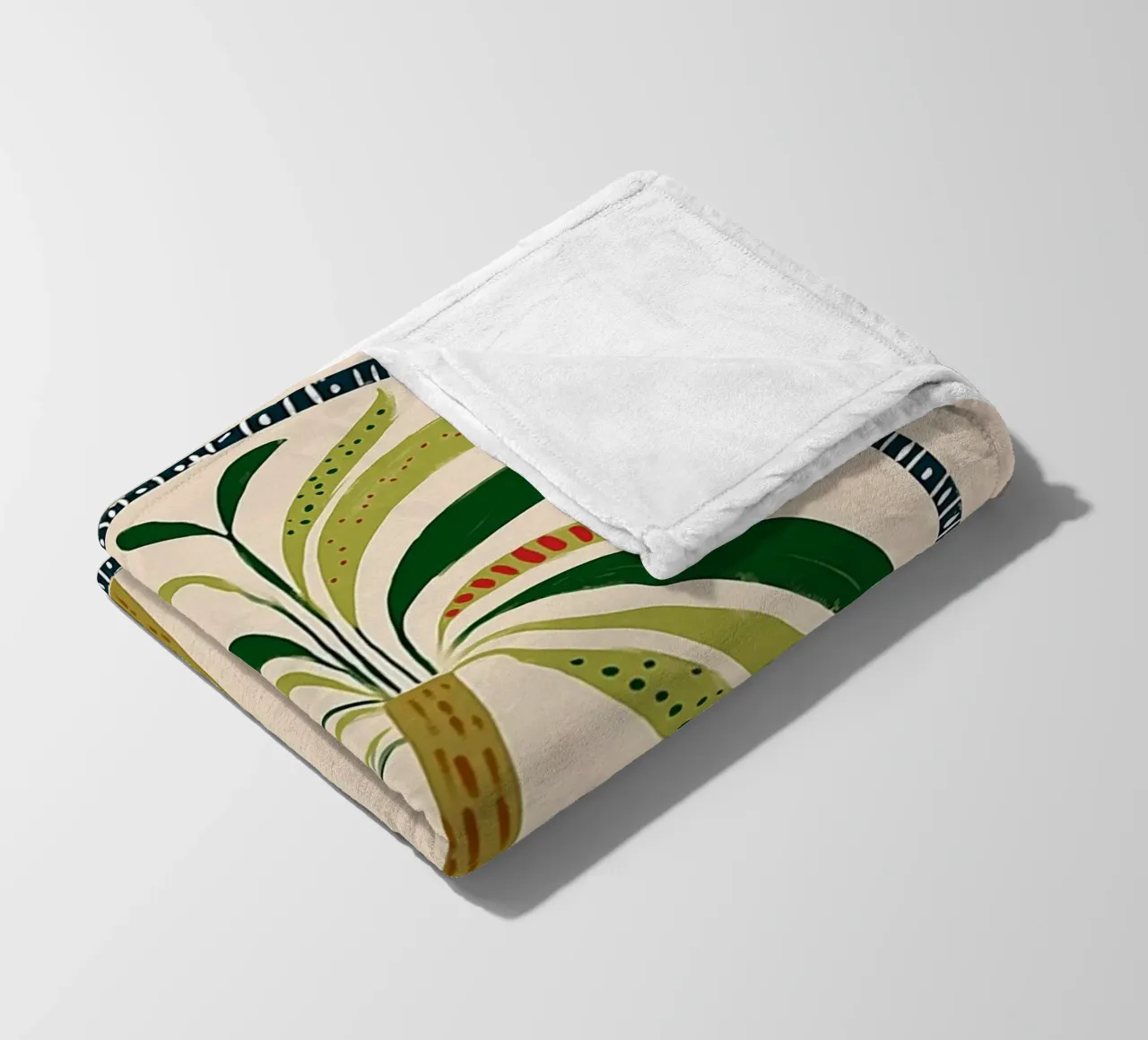 Boho Palm Tree Archway - Abstract Folk Art Print fleece blanket by vintagepod