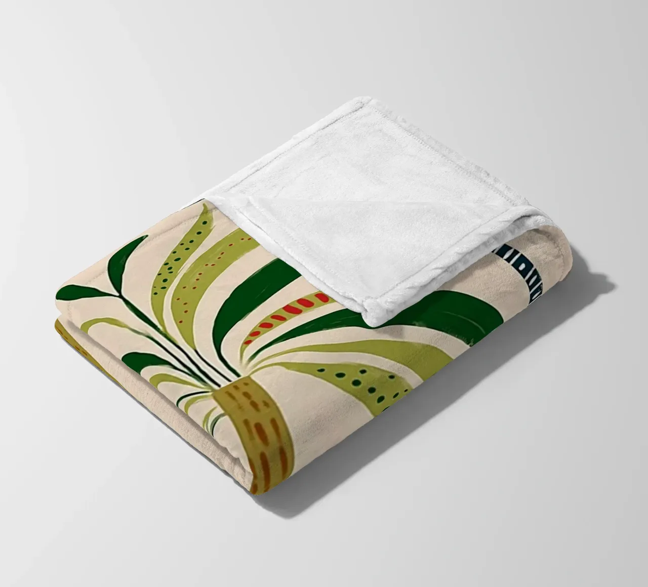 Boho Palm Tree Archway - Abstract Folk Art Print fleece blanket by vintagepod
