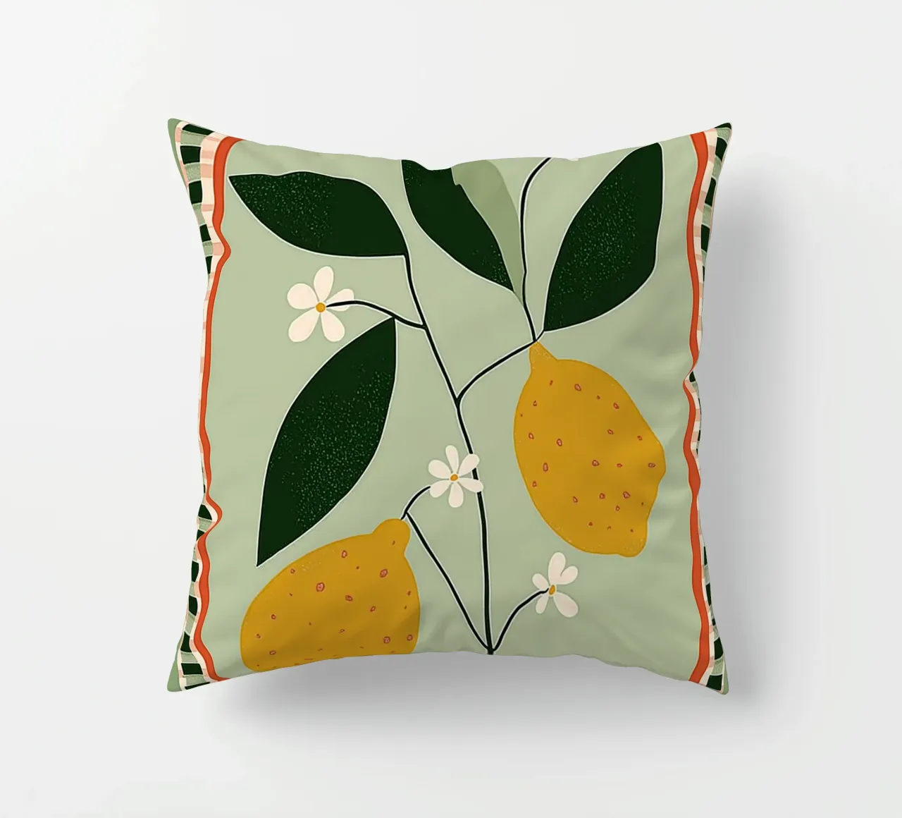 Lemon Tree Folk Art - Stampa cucina toscana cuscino da vintagepod