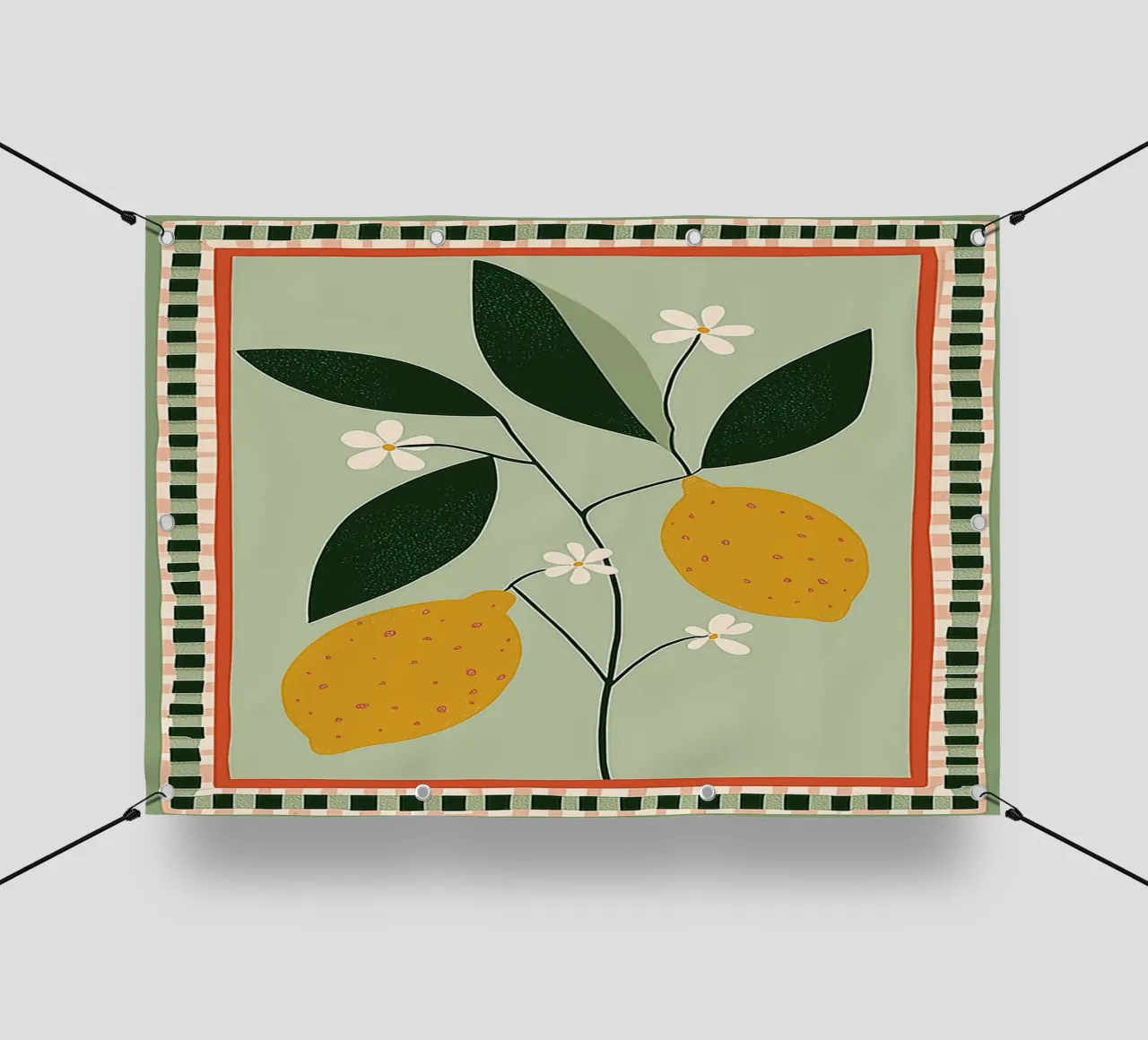 Lemon Tree Folk Art - Stampa cucina toscana telo in pvc da vintagepod