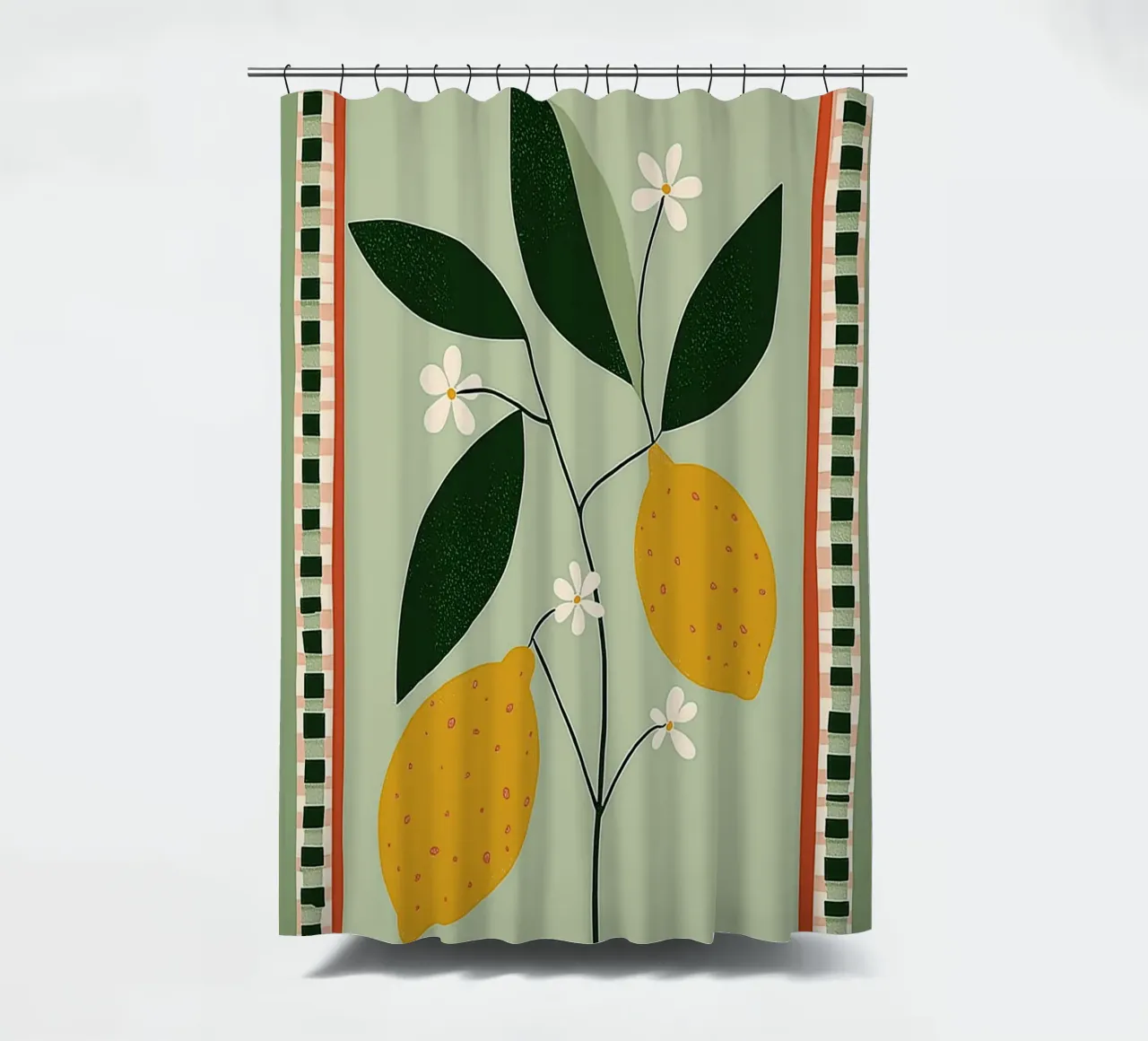 Lemon Tree Folk Art - Tuscan Kitchen Print rideau de douche de vintagepod