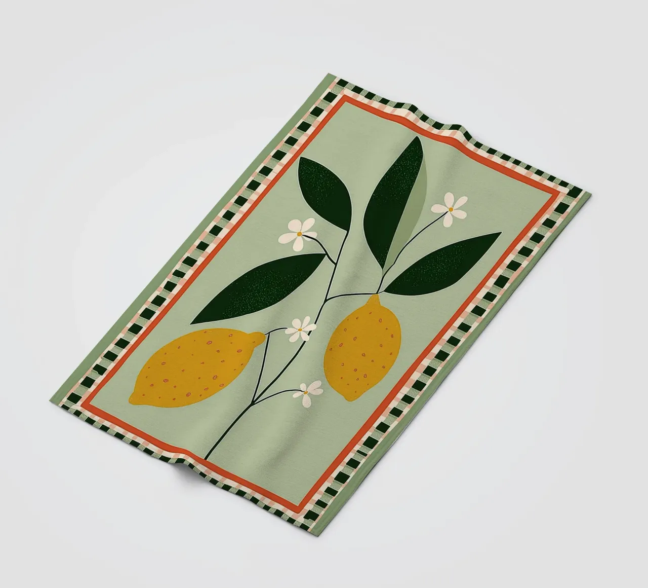 Lemon Tree Folk Art - Stampa cucina toscana coperta in pile da vintagepod