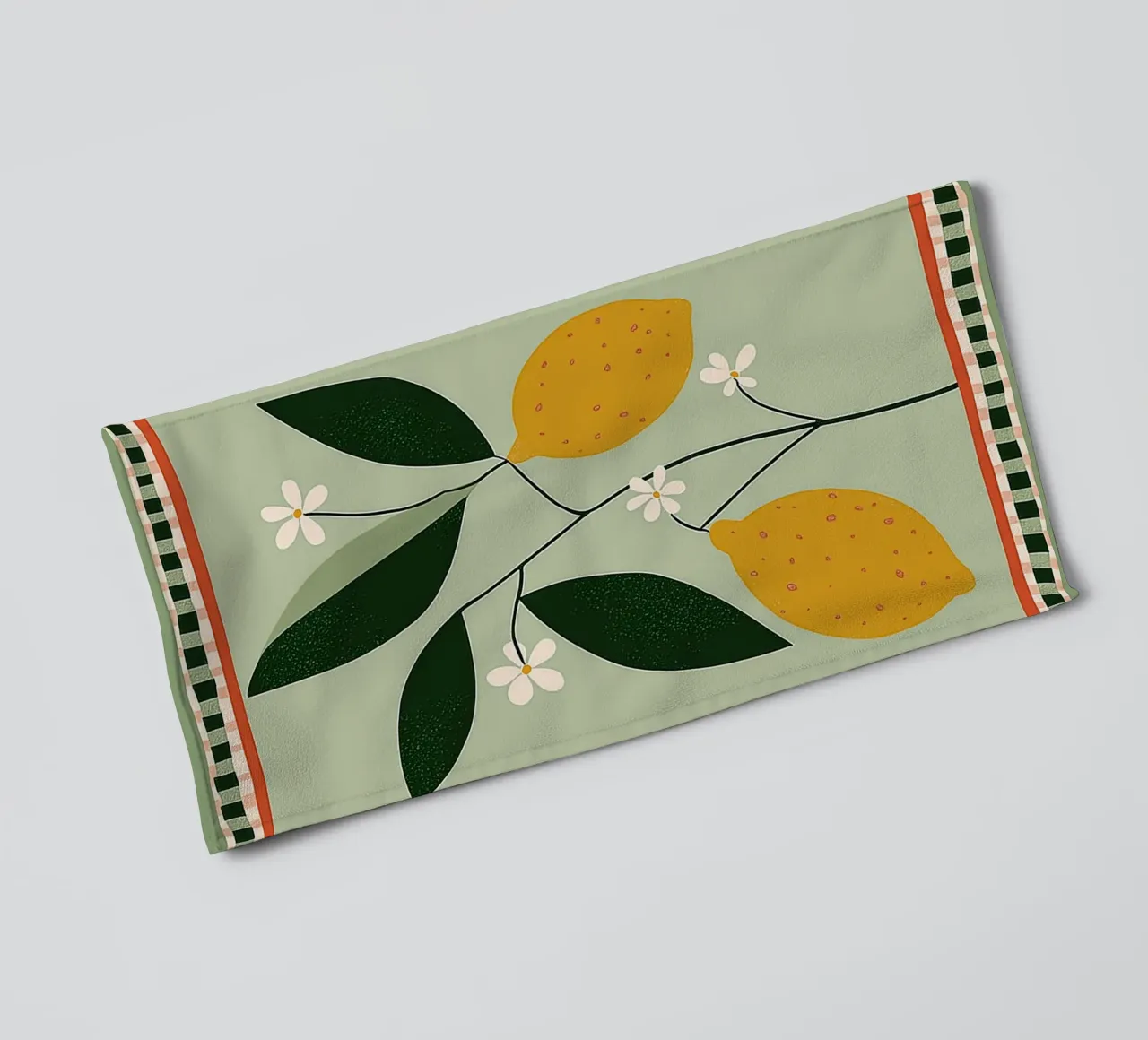 Lemon Tree Folk Art - Stampa cucina toscana asciugamano da bagno da vintagepod