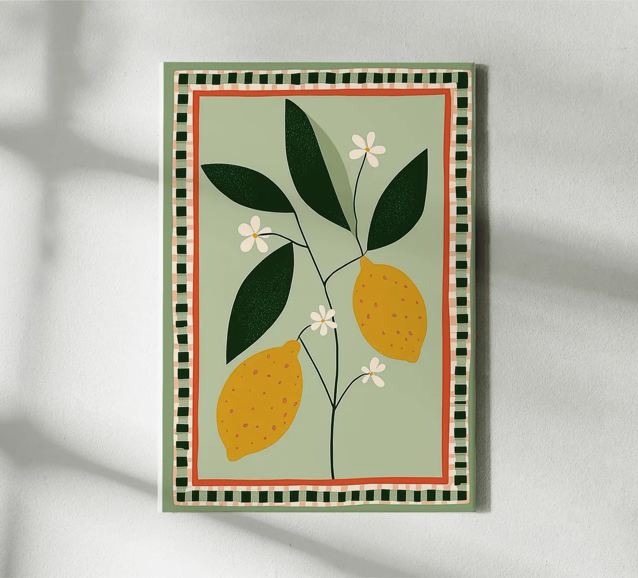 Lemon Tree Folk Art - Afdrukken van Toscaanse keuken canvas met Baklijst van vintagepod