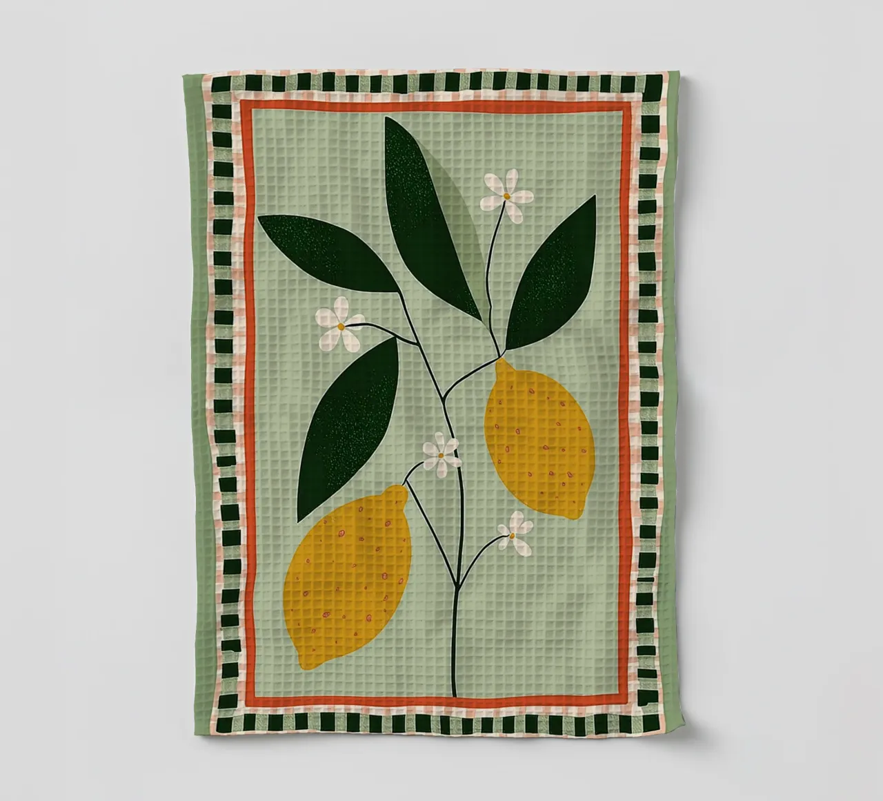 Lemon Tree Folk Art - Stampa cucina toscana canovaccio da cucina da vintagepod
