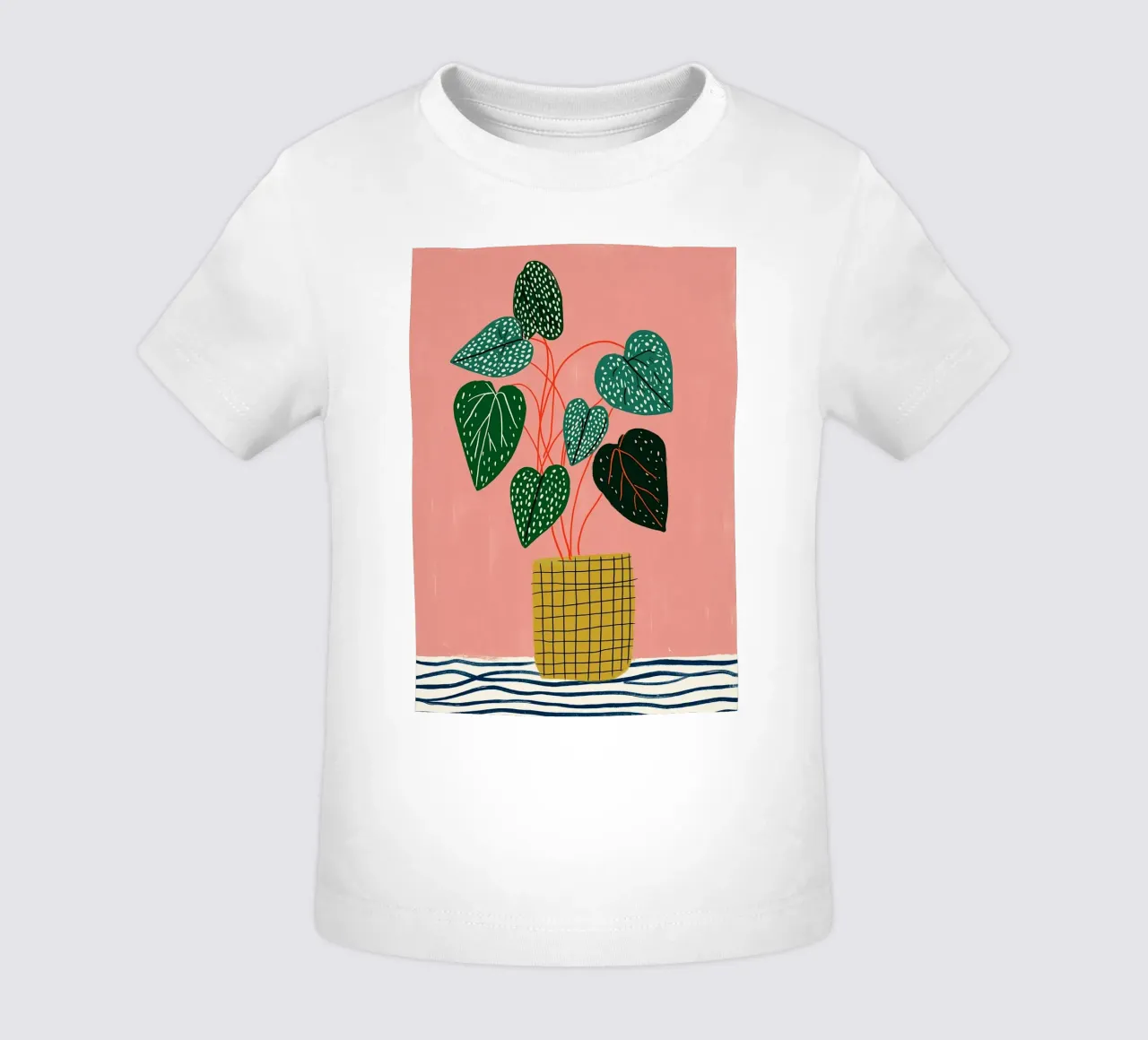 Piante d'appartamento moderne - Foglie maculate e vaso a griglia maglietta neonato da vintagepod