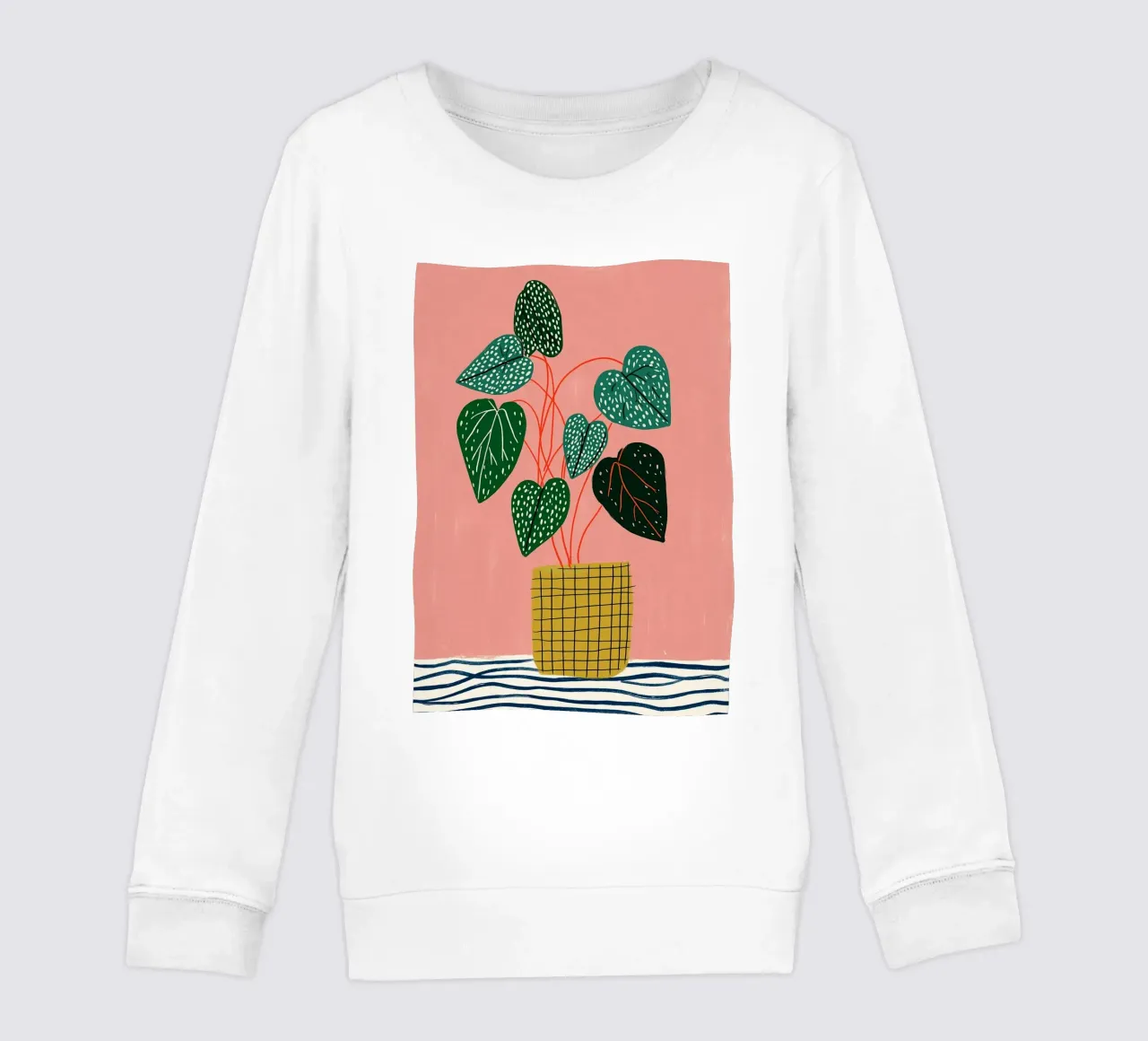 Piante d'appartamento moderne - Foglie maculate e vaso a griglia felpa bambino da vintagepod