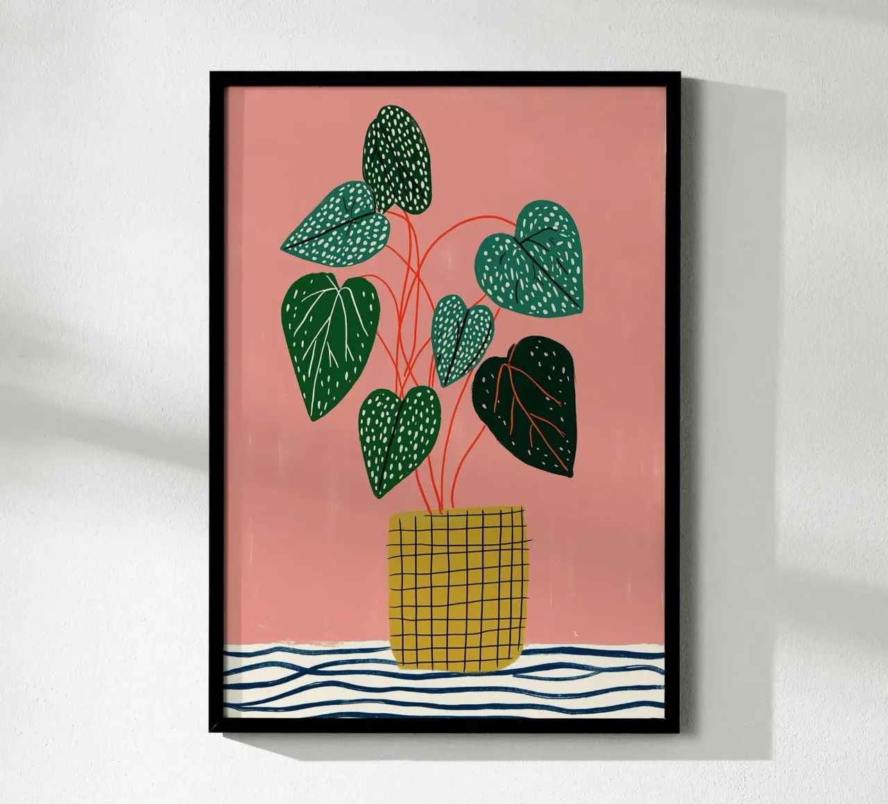 Piante d'appartamento moderne - Foglie maculate e vaso a griglia carta hahnemühle da vintagepod