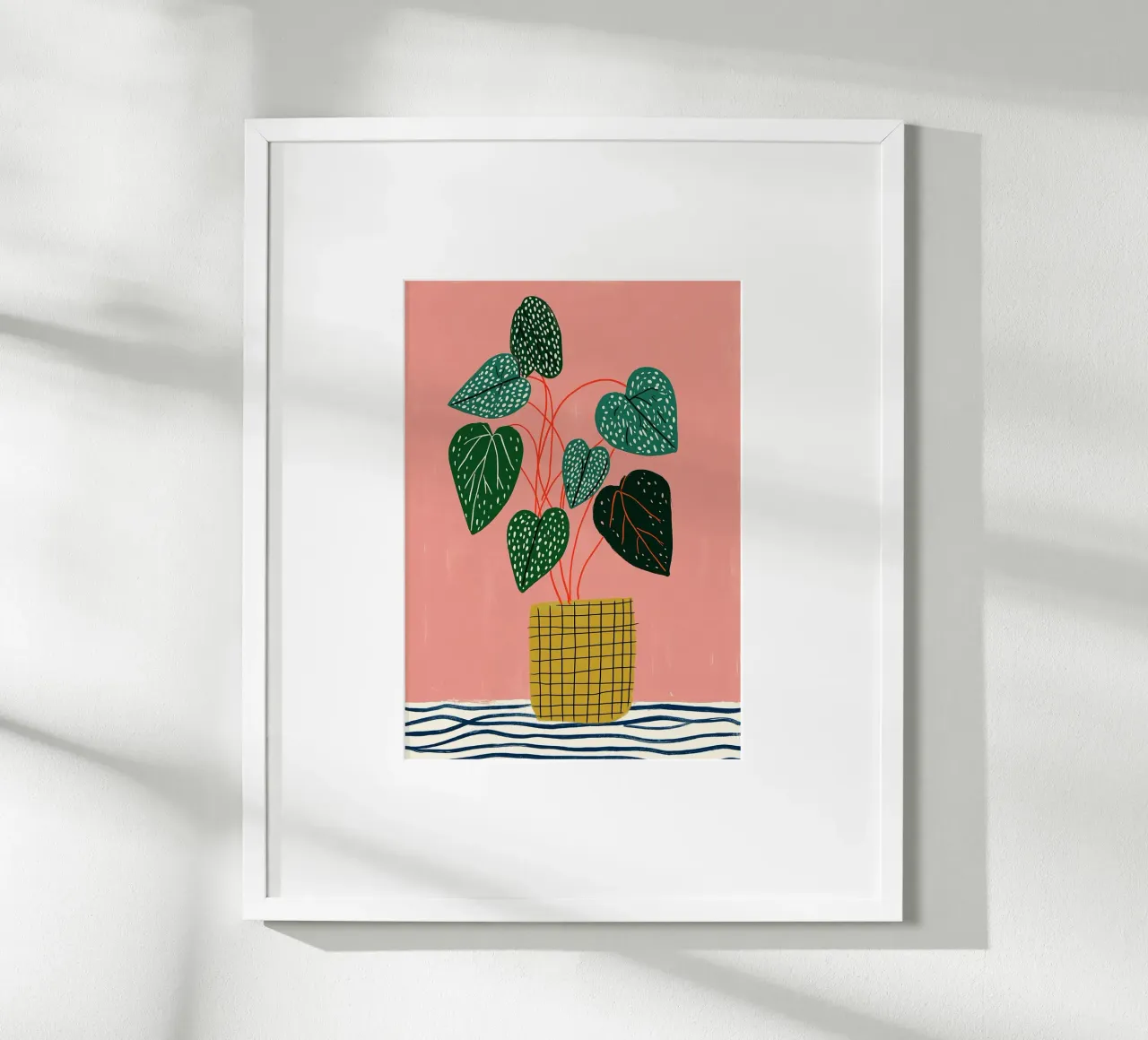 Piante d'appartamento moderne - Foglie maculate e vaso a griglia carta hahnemühle da vintagepod