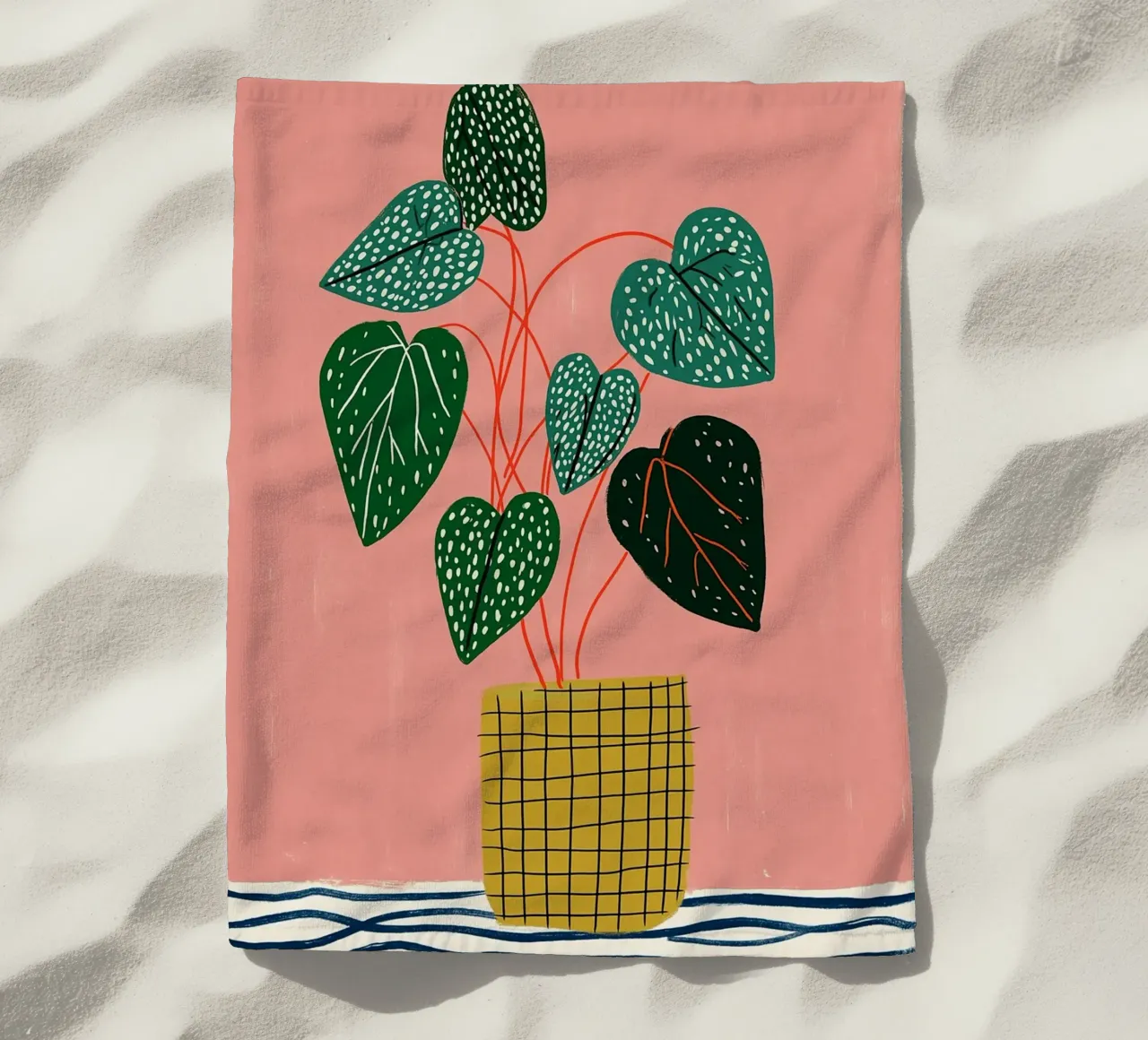 Piante d'appartamento moderne - Foglie maculate e vaso a griglia telo mare da vintagepod