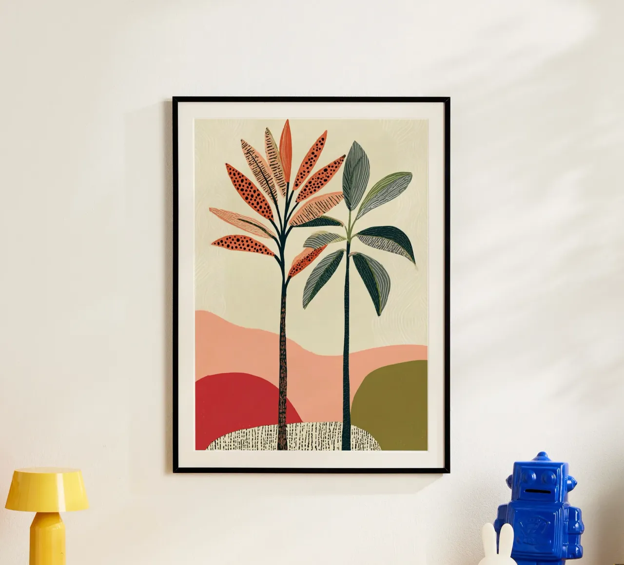 Abstracte tropische bomen - Aardse landschapskunstdruk poster van vintagepod