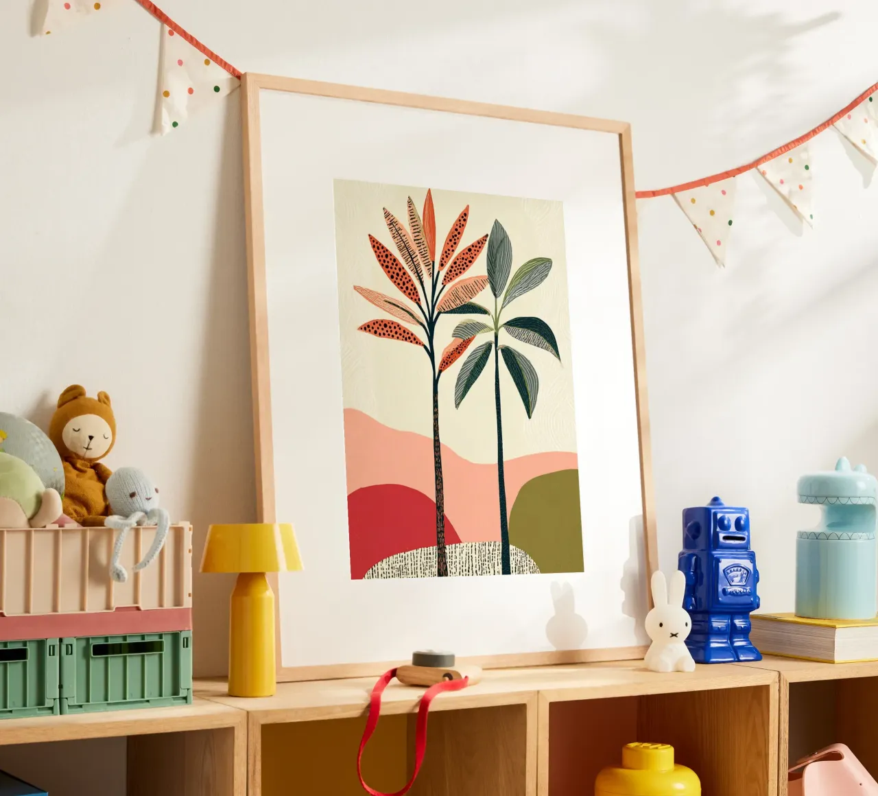 Abstracte tropische bomen - Aardse landschapskunstdruk poster van vintagepod