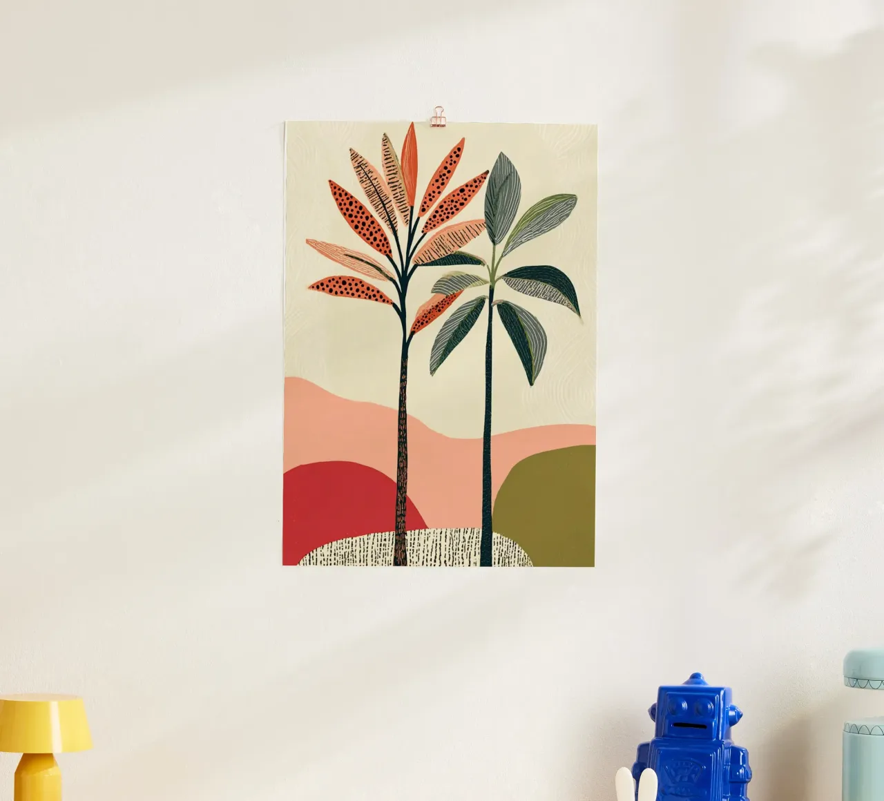 Abstracte tropische bomen - Aardse landschapskunstdruk poster van vintagepod