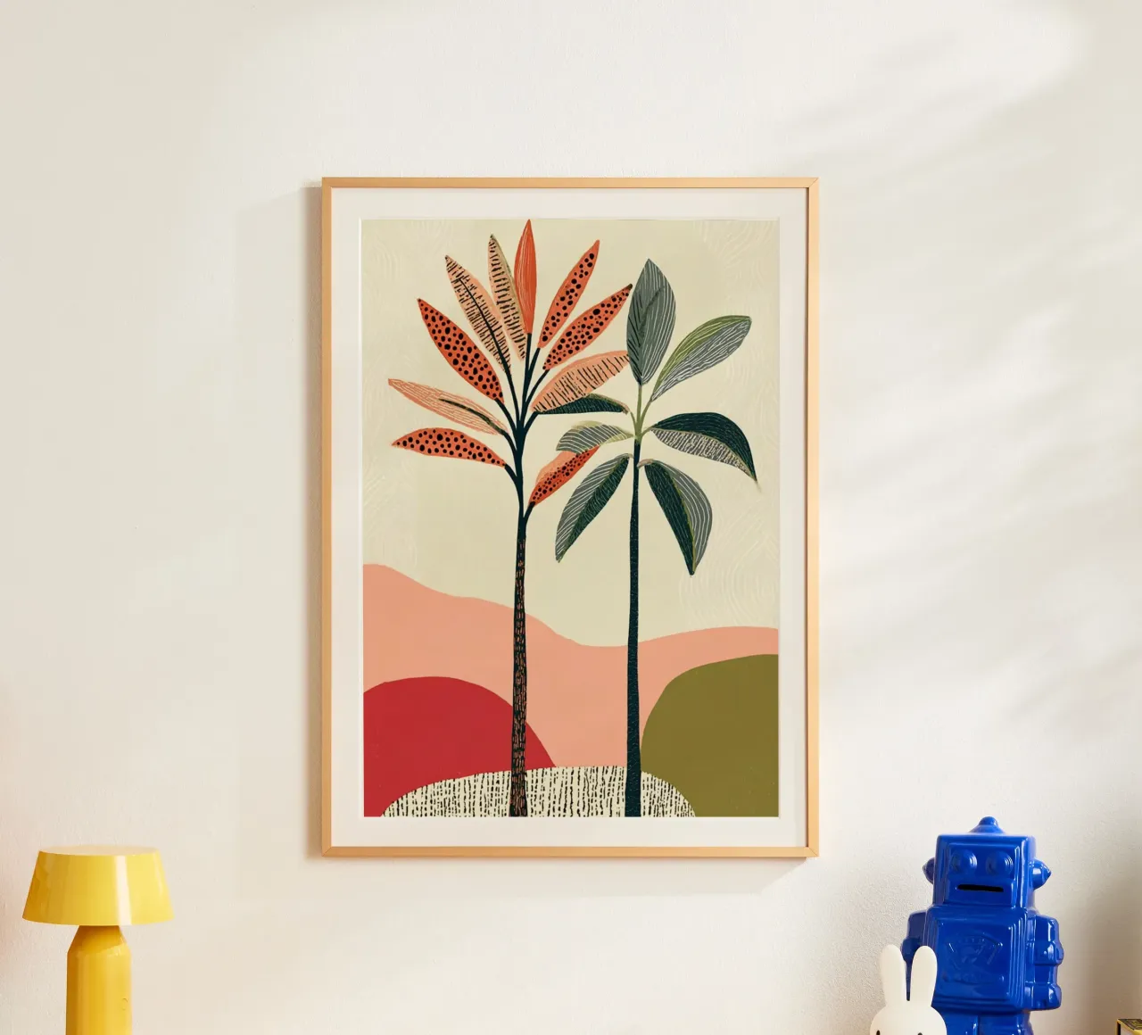 Abstracte tropische bomen - Aardse landschapskunstdruk poster van vintagepod