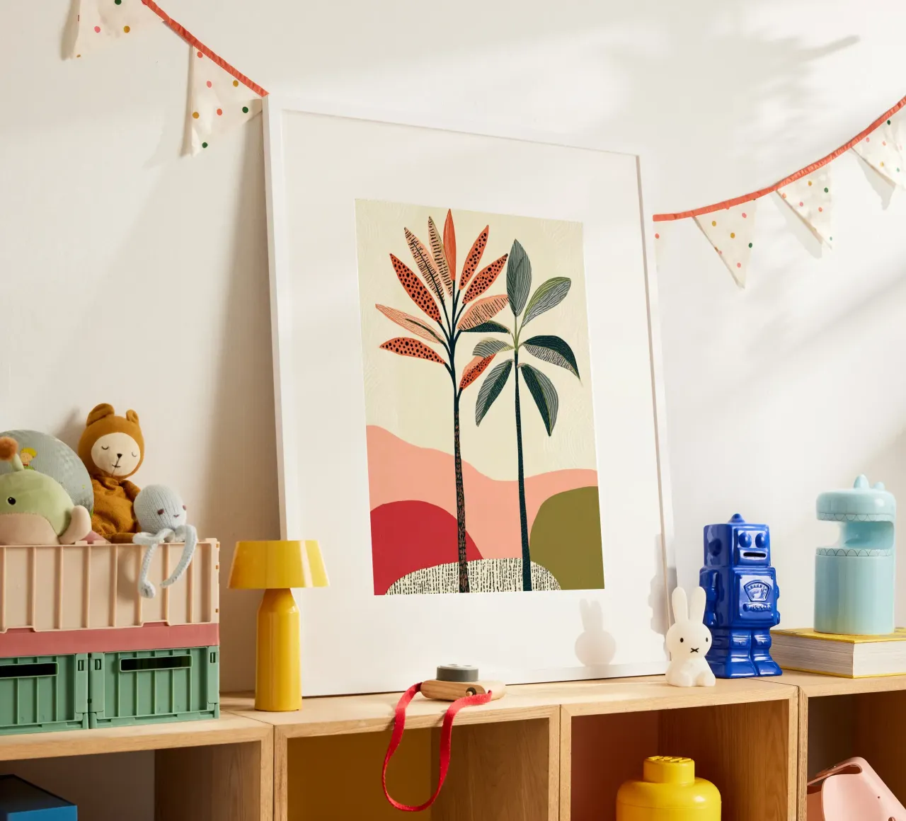 Abstracte tropische bomen - Aardse landschapskunstdruk poster van vintagepod