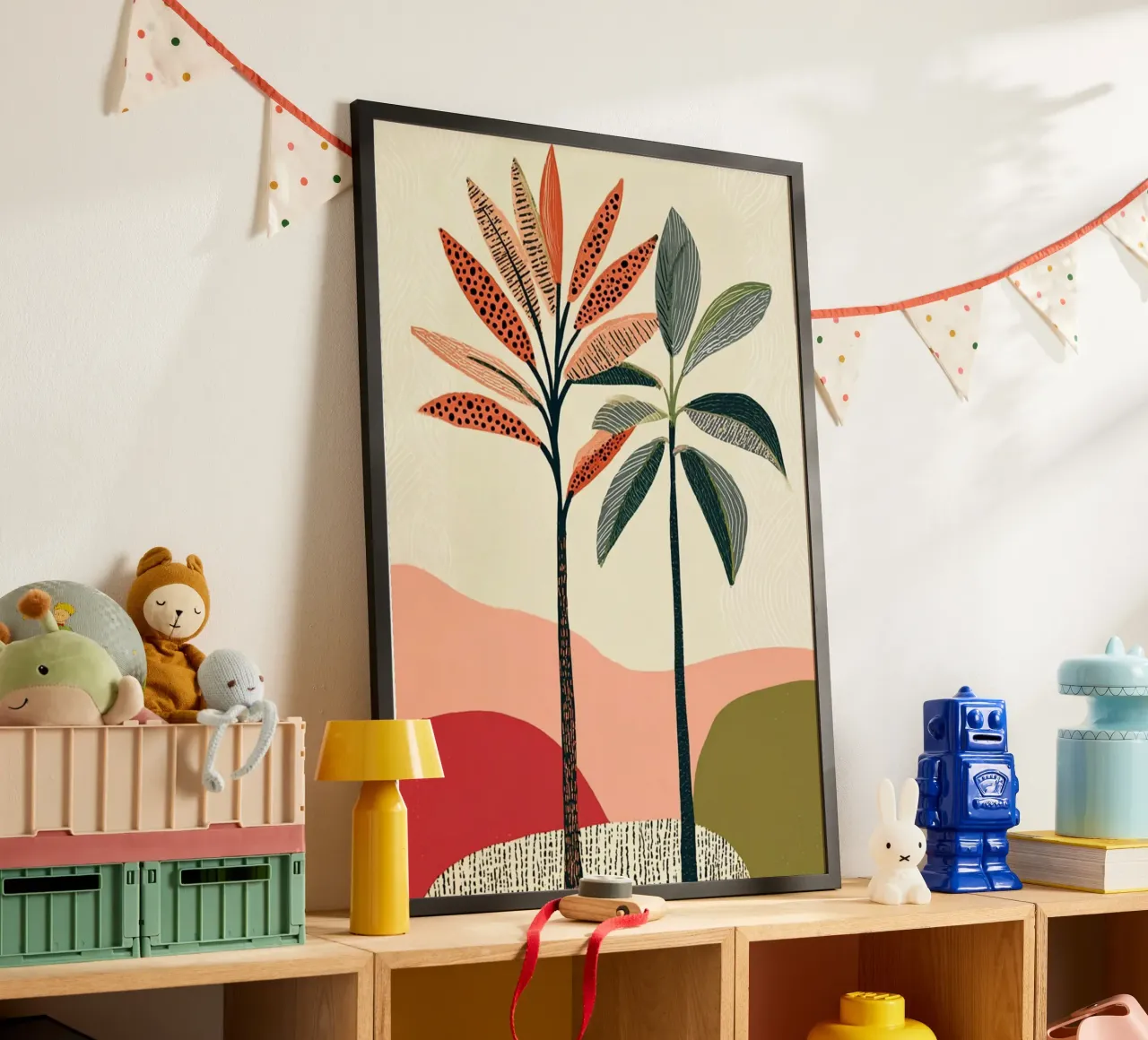 Abstracte tropische bomen - Aardse landschapskunstdruk poster van vintagepod