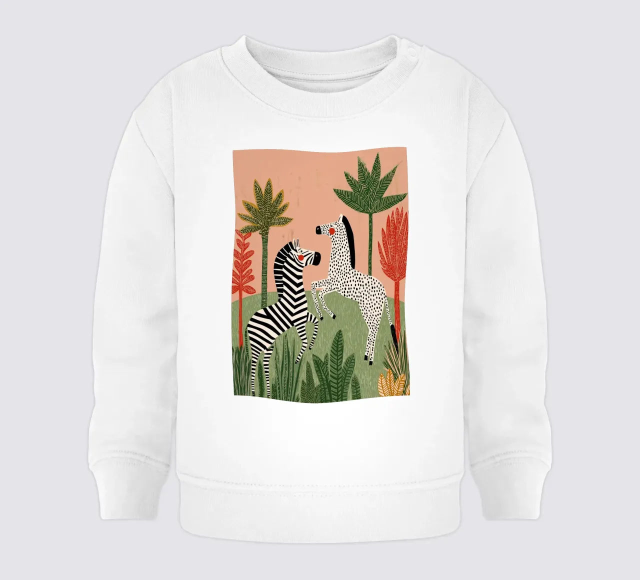 Folk Art Zebra Duo - Tropical Jungle Scene felpa neonato da vintagepod