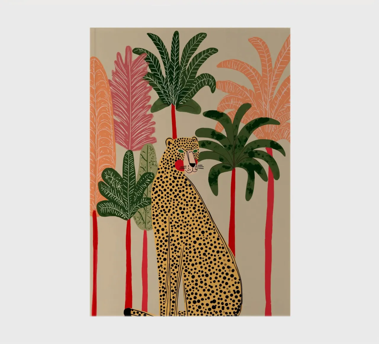 Folk Art Leopard - Tropical Plant Jungle Print carnet de notes de vintagepod