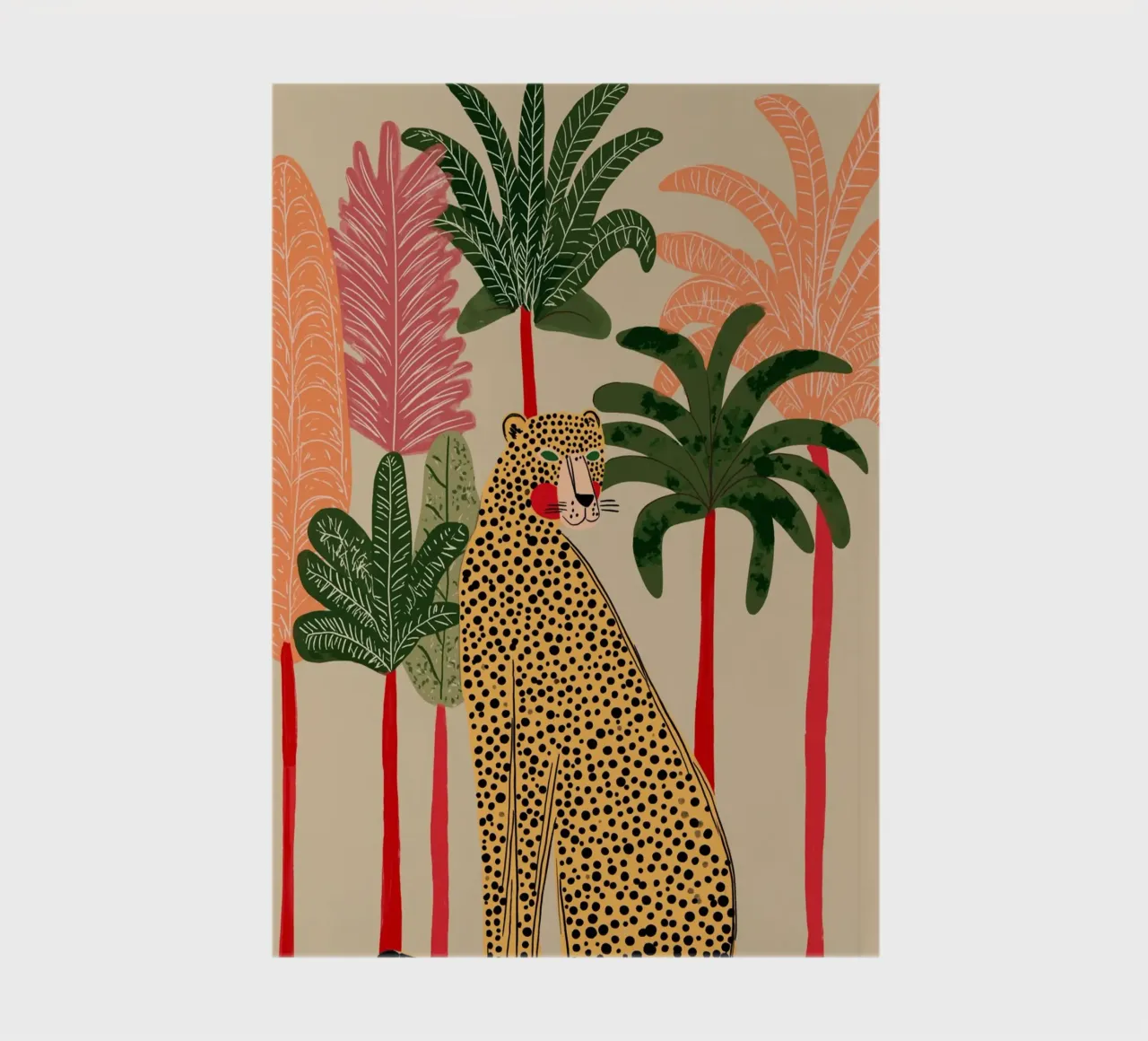 Folk Art Leopard - Tropical Plant Jungle Print carnet de notes de vintagepod