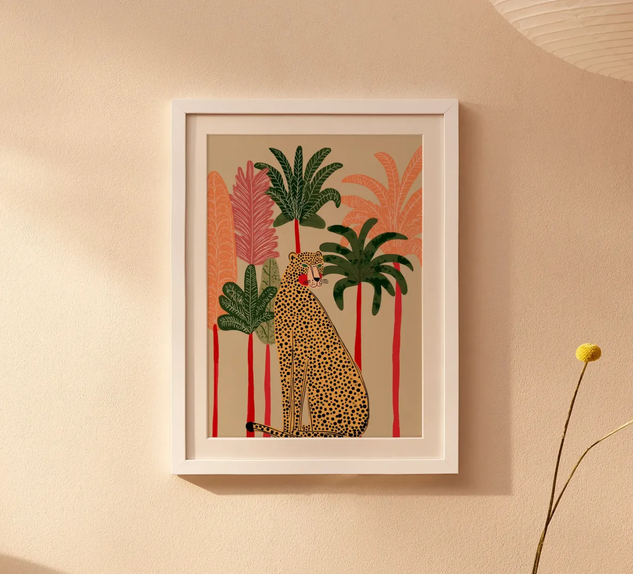 Leopardo Folk Art - Stampa giungla vegetale tropicale poster da vintagepod
