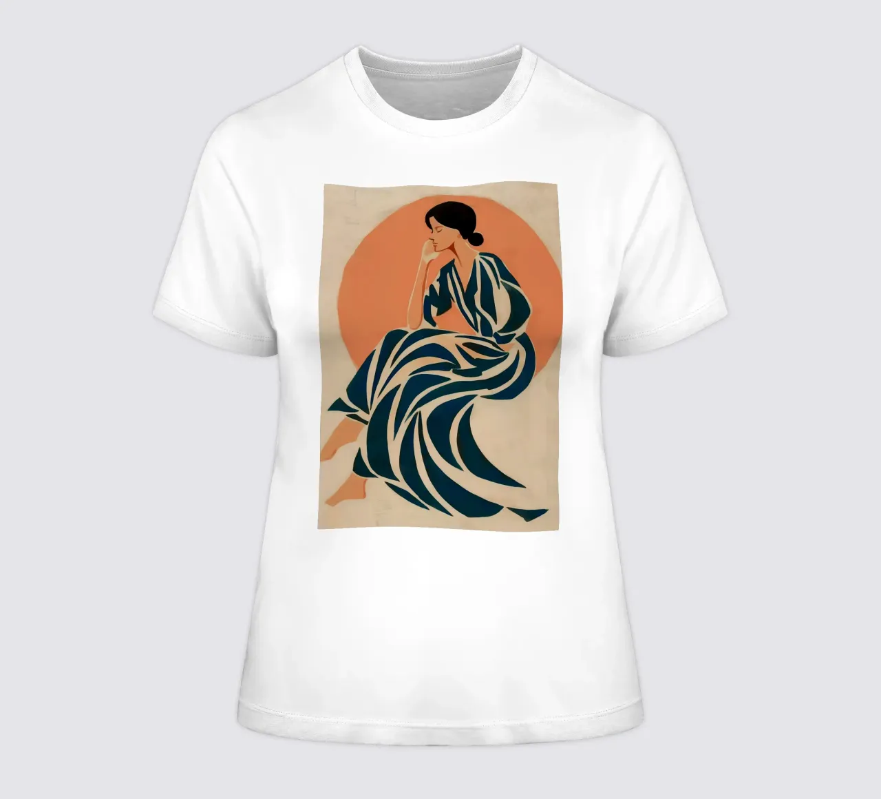 Donna ispirata a Matisse - Figura astratta a righe t-shirt da donna da vintagepod