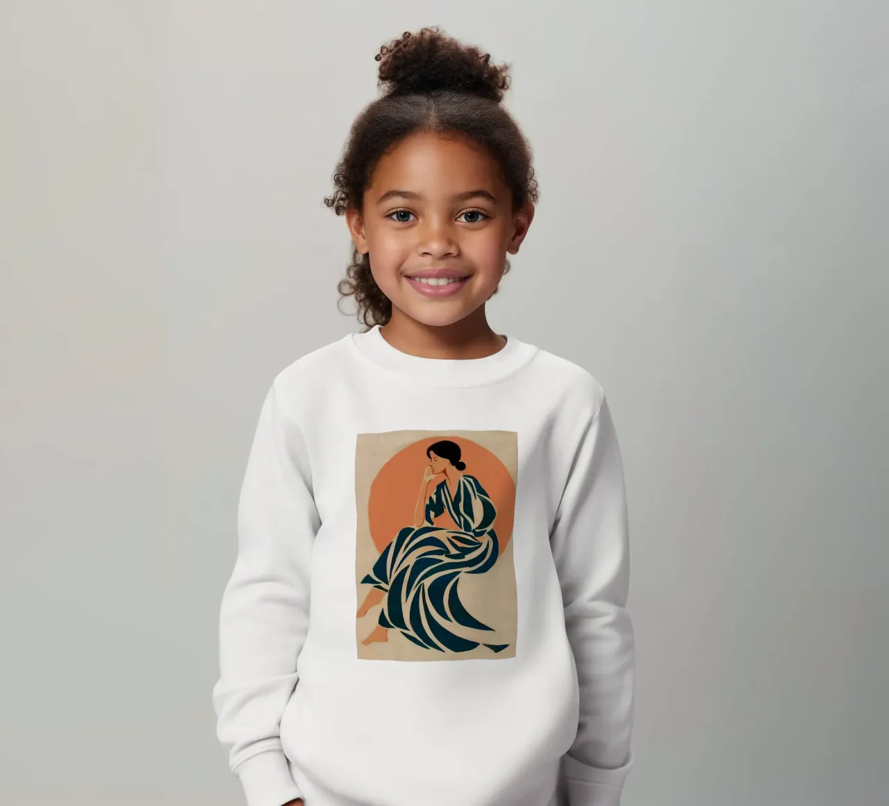 Mujer inspirada en Matisse - Figura abstracta a rayas sudadera para niño de vintagepod