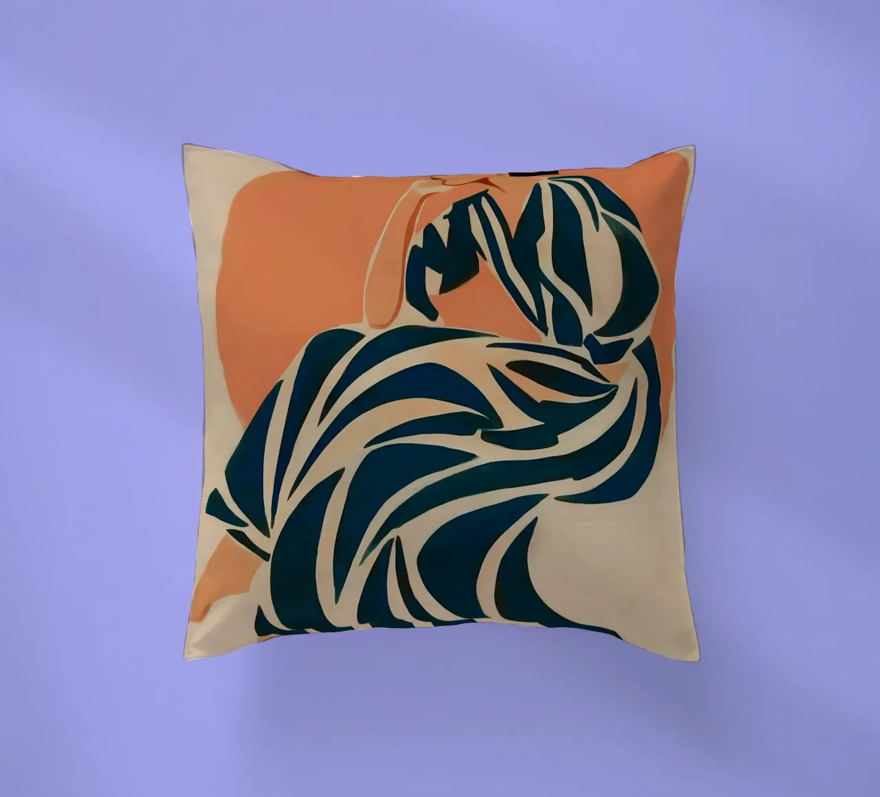 Donna ispirata a Matisse - Figura astratta a righe cuscino da vintagepod