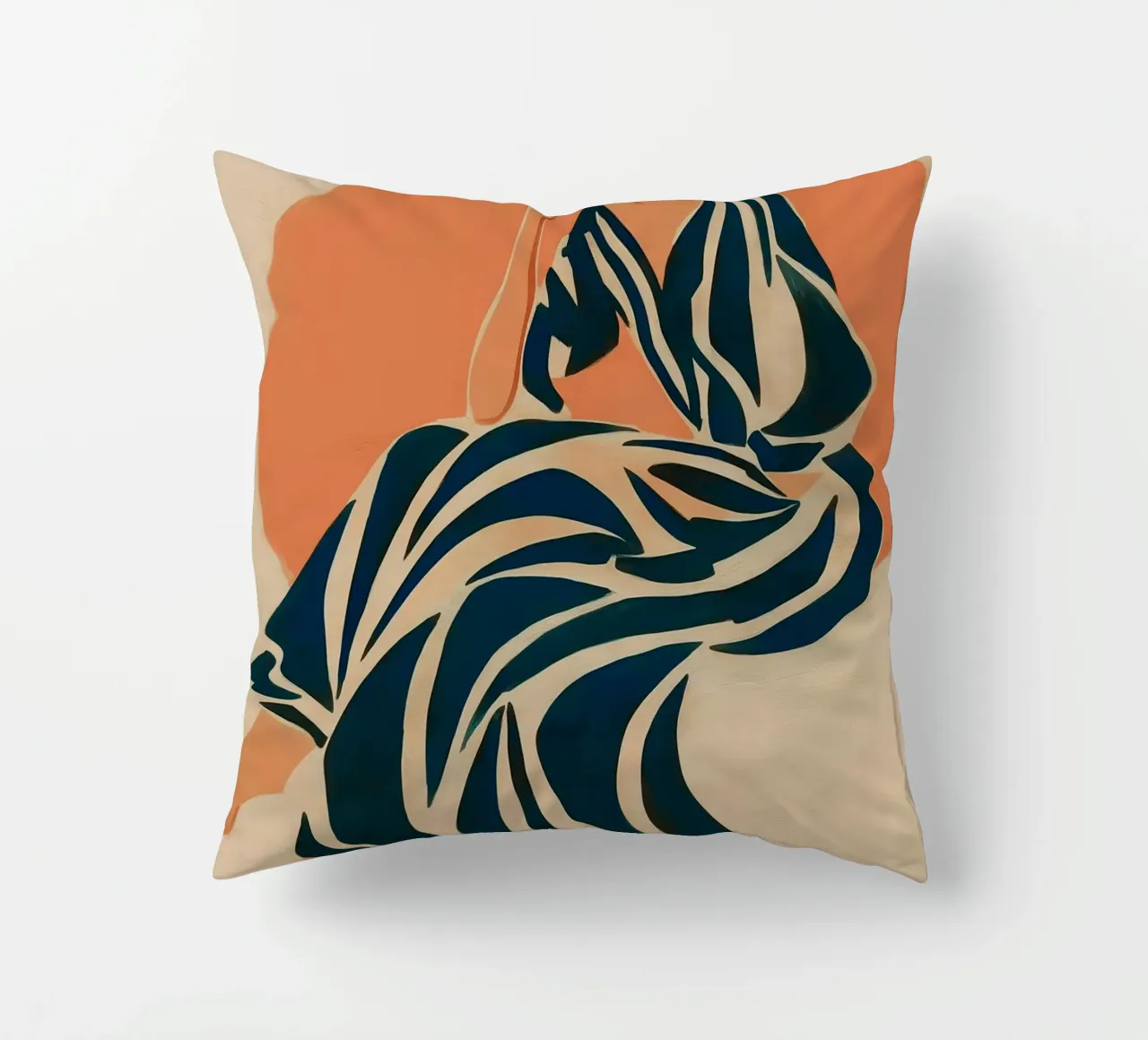 Donna ispirata a Matisse - Figura astratta a righe cuscino da vintagepod