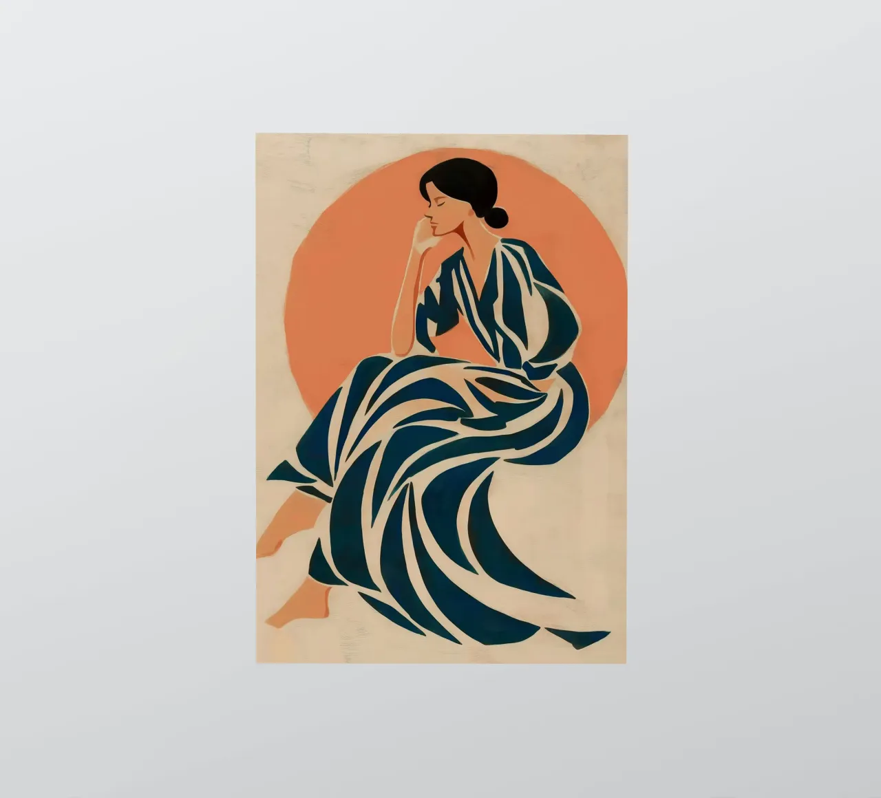 Donna ispirata a Matisse - Figura astratta a righe adesivo da vintagepod