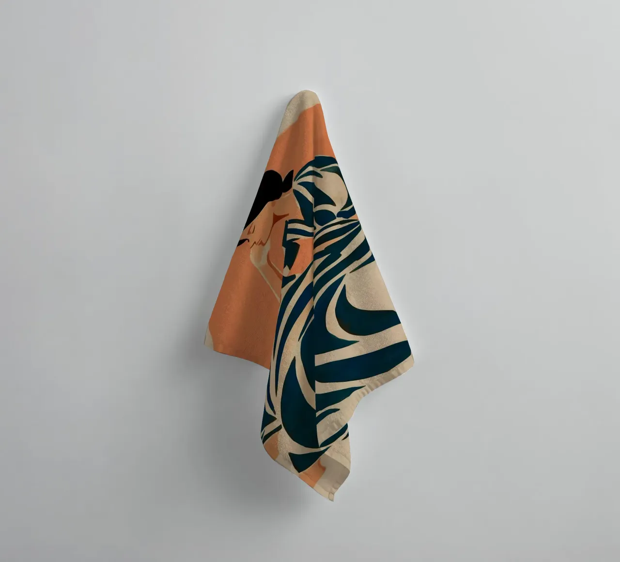 Donna ispirata a Matisse - Figura astratta a righe asciugamano da bagno da vintagepod