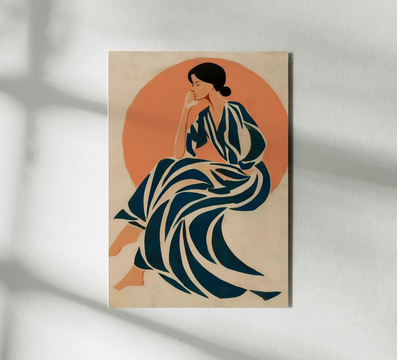 Donna ispirata a Matisse - Figura astratta a righe alluminio dibond da vintagepod