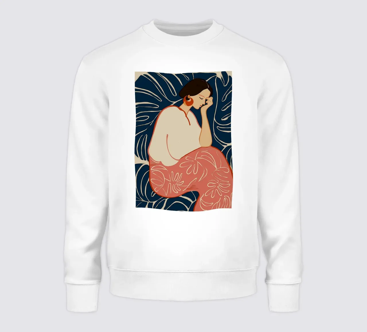 Donna serena in sogno botanico - Arte floreale astratta felpa da vintagepod
