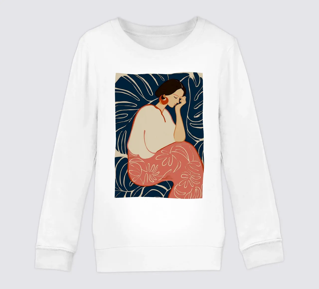 Donna serena in sogno botanico - Arte floreale astratta felpa bambino da vintagepod