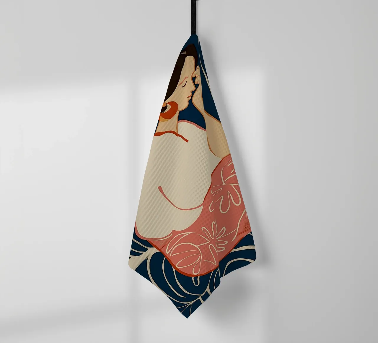 Donna serena in sogno botanico - Arte floreale astratta canovaccio da cucina da vintagepod