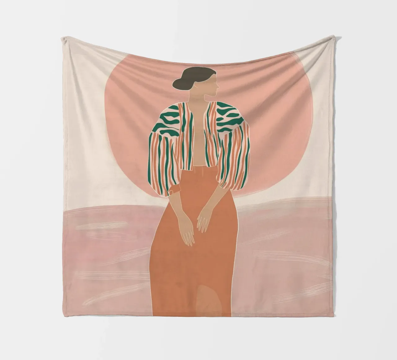 Ritratto di donna boho - Giacca a righe e sole coperta in pile da vintagepod