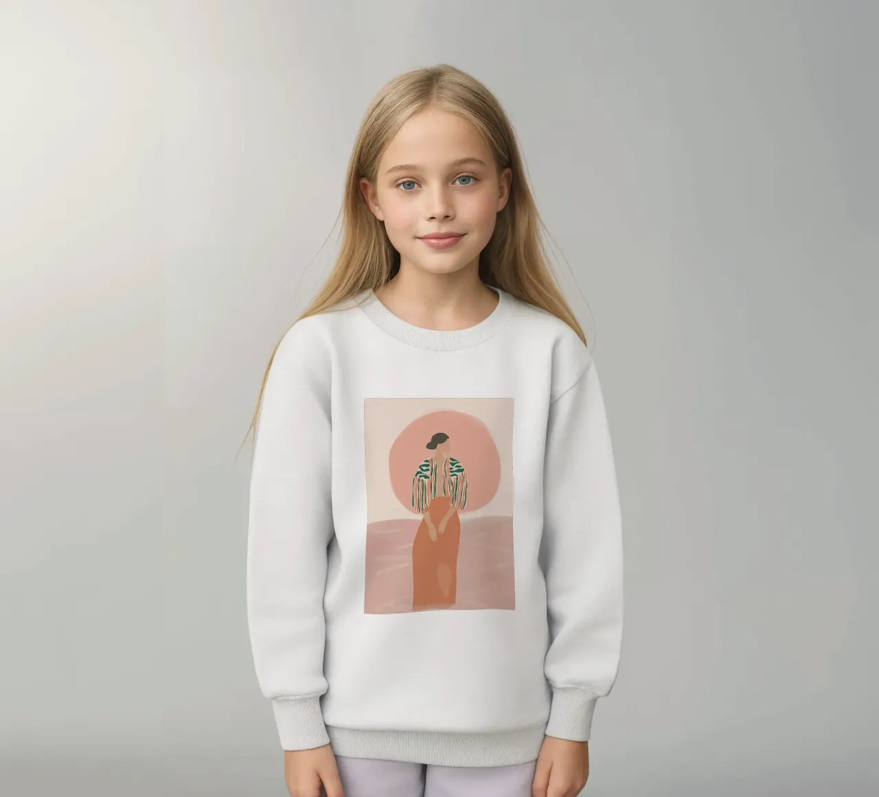 Ritratto di donna boho - Giacca a righe e sole felpa bambino da vintagepod