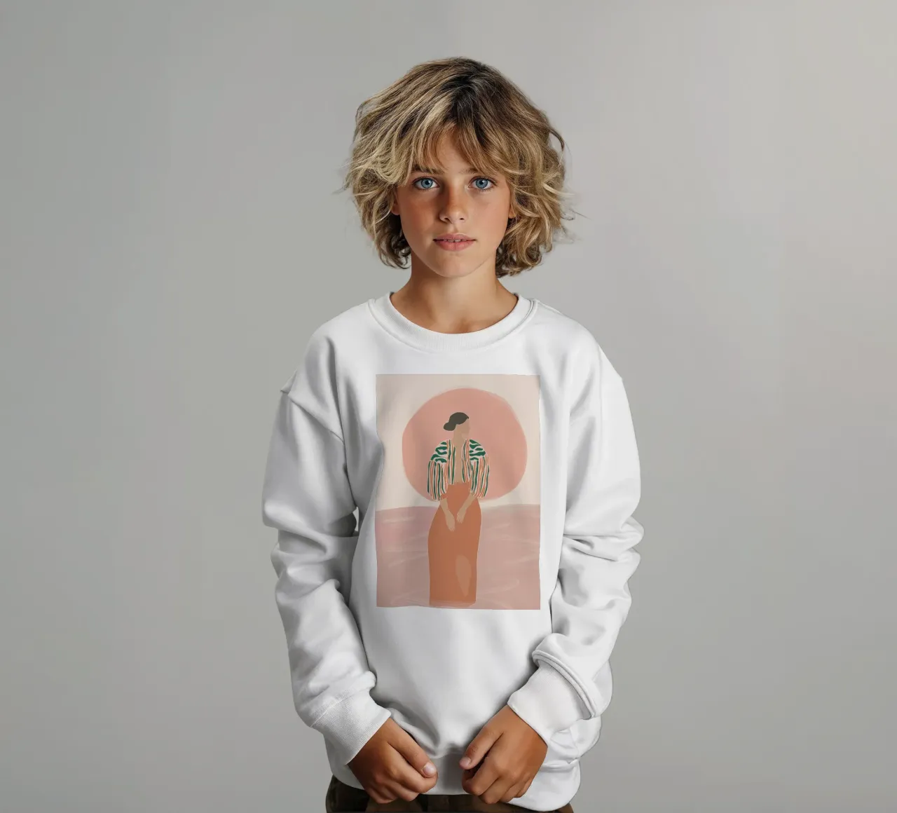 Ritratto di donna boho - Giacca a righe e sole felpa bambino da vintagepod