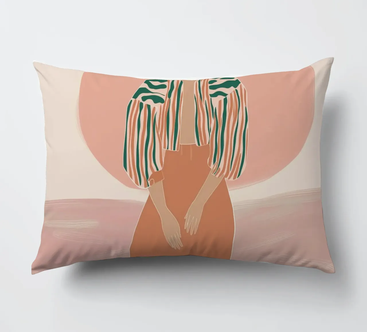 Ritratto di donna boho - Giacca a righe e sole cuscino da vintagepod