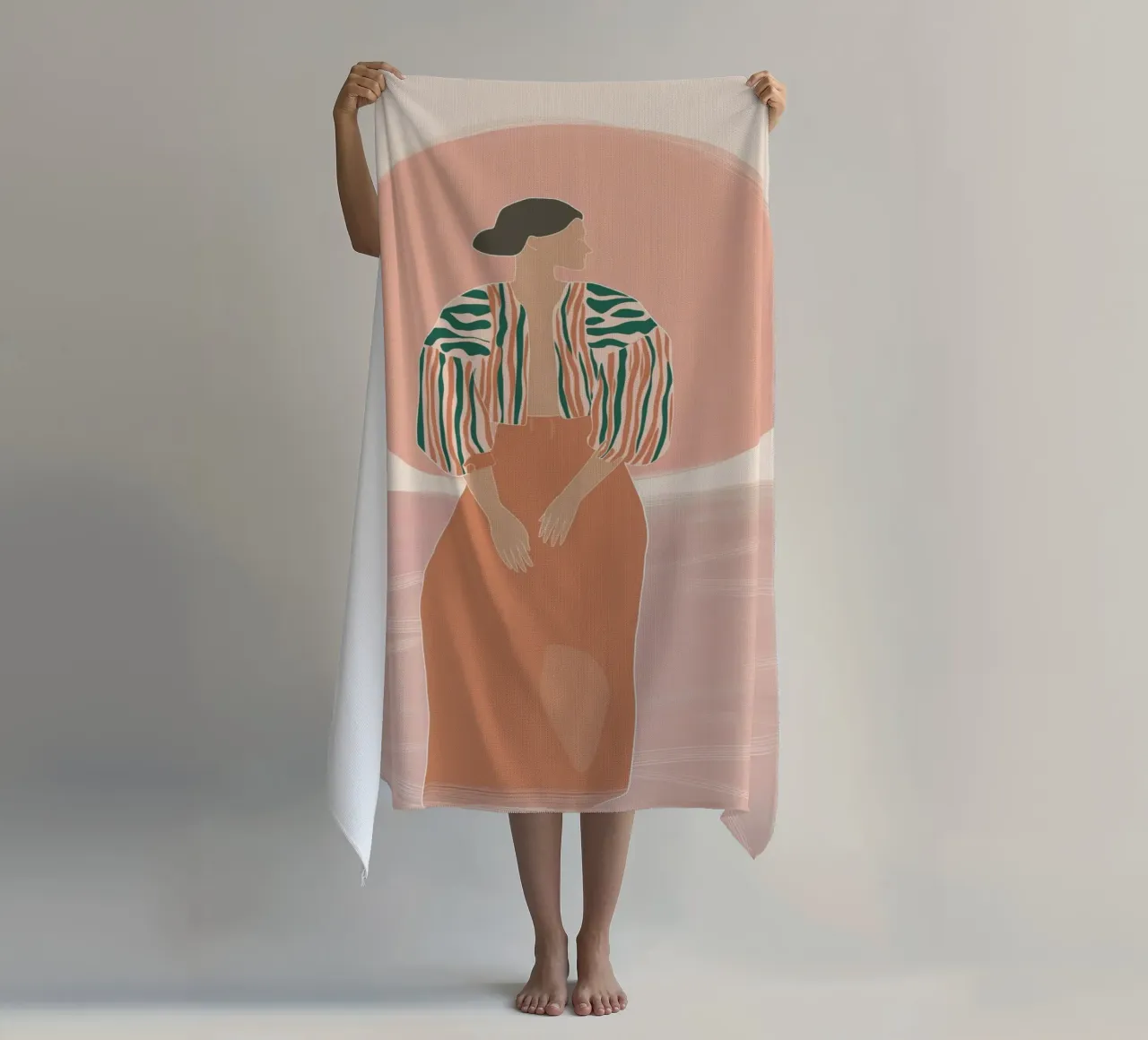 Ritratto di donna boho - Giacca a righe e sole telo mare da vintagepod