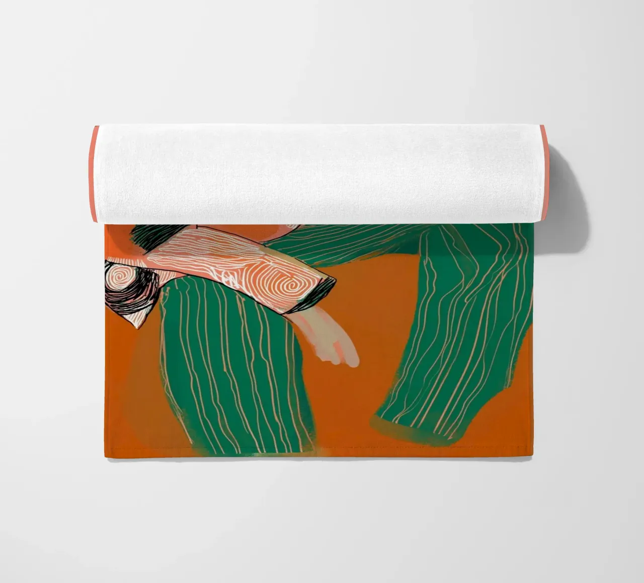 Abstract Peinzend Figuur - Boho Gedessineerde Kunstdruk strandhanddoek van vintagepod
