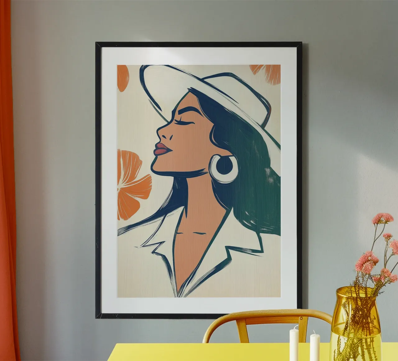 Donna chic con cappello - Ritratto glamour boho poster da vintagepod