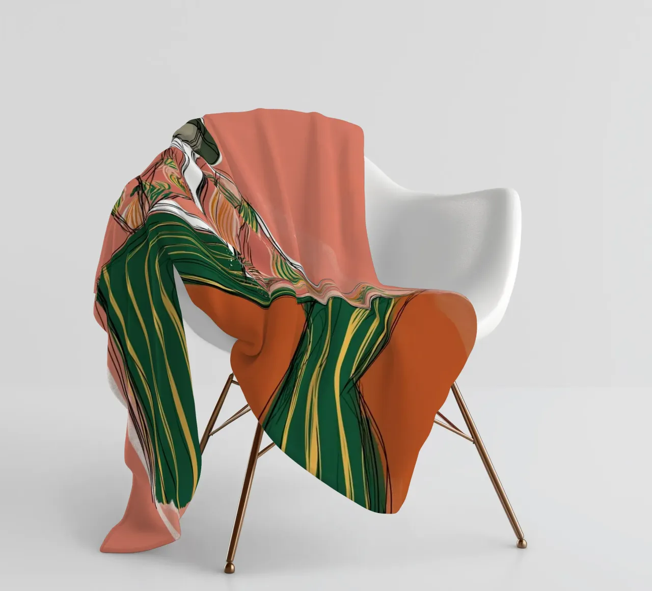Figura di moda a strisce astratte - Arte retro boho coperta in pile da vintagepod