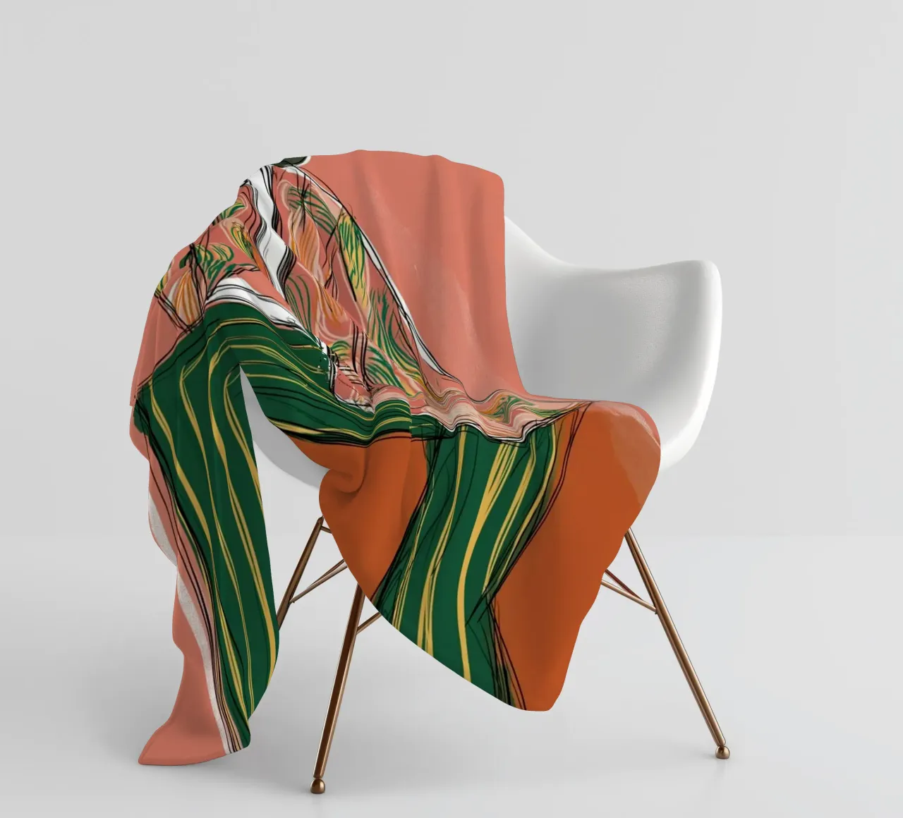 Figura di moda a strisce astratte - Arte retro boho coperta in pile da vintagepod