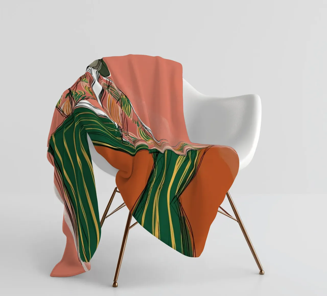 Figura di moda a strisce astratte - Arte retro boho coperta in pile da vintagepod