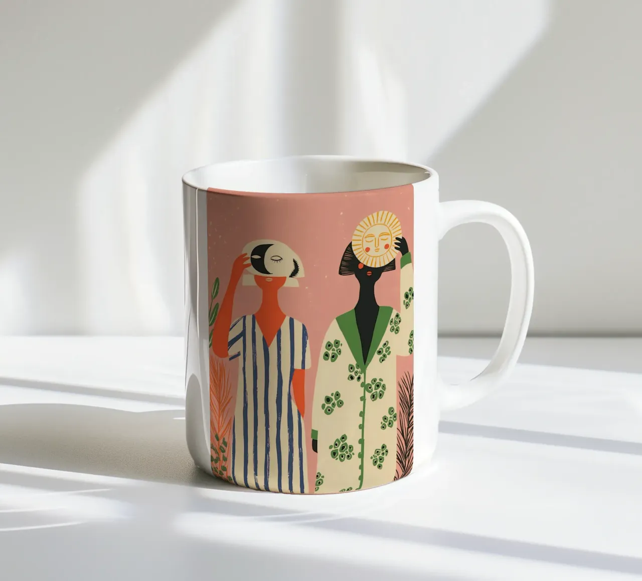 Donne di giorno e di notte - Stampa d'arte celeste Boho tazza in ceramica da vintagepod