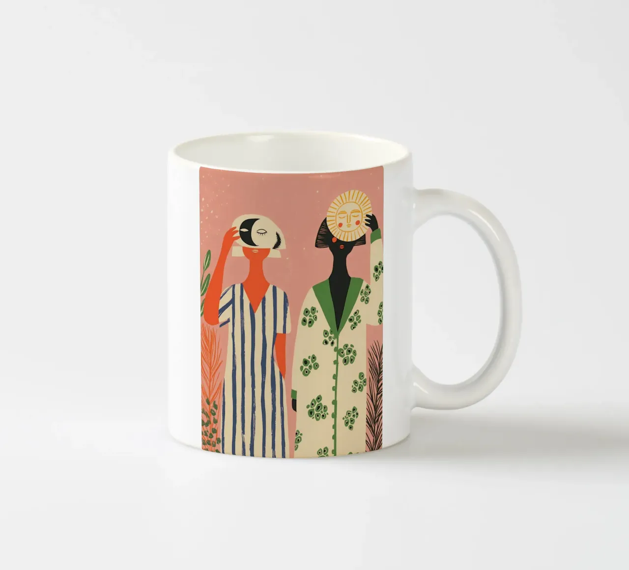 Donne di giorno e di notte - Stampa d'arte celeste Boho tazza in ceramica da vintagepod