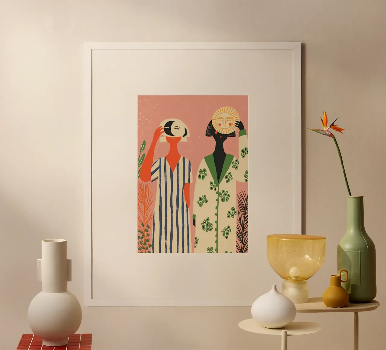 Dag & Nacht Vrouwen - Boho Hemelse Kunstdruk poster van vintagepod