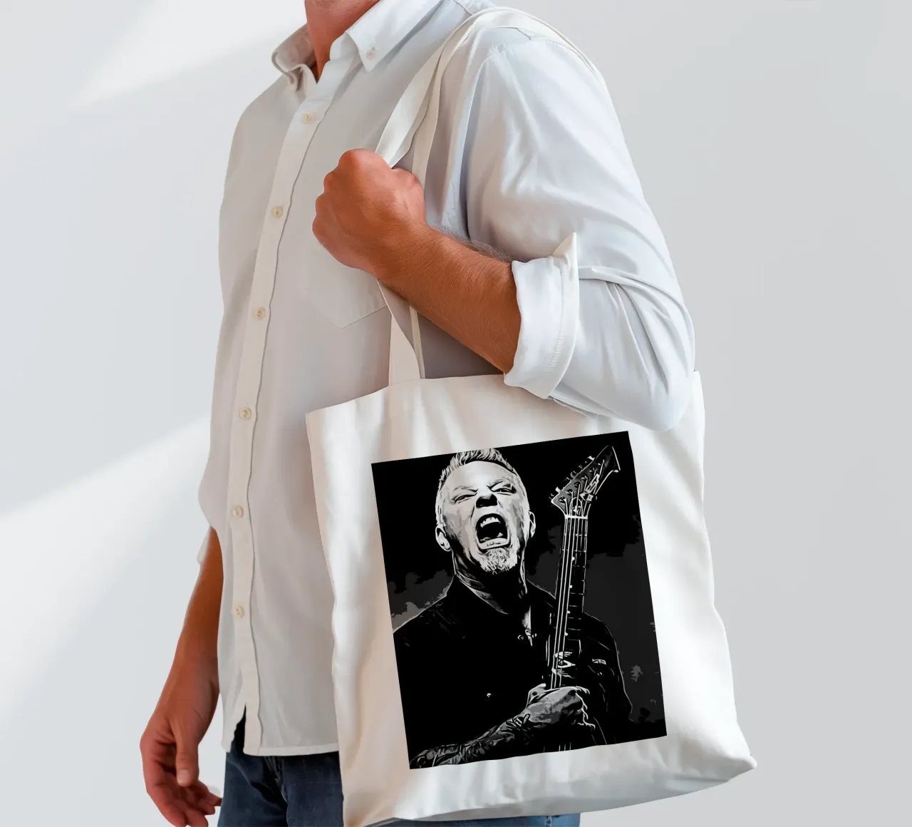 James Hetfield Metallichead band music 7 Art tote bag by music soul