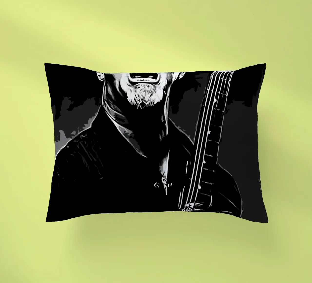 James Hetfield Metallichead band music 7 Art decorative cushion by music soul