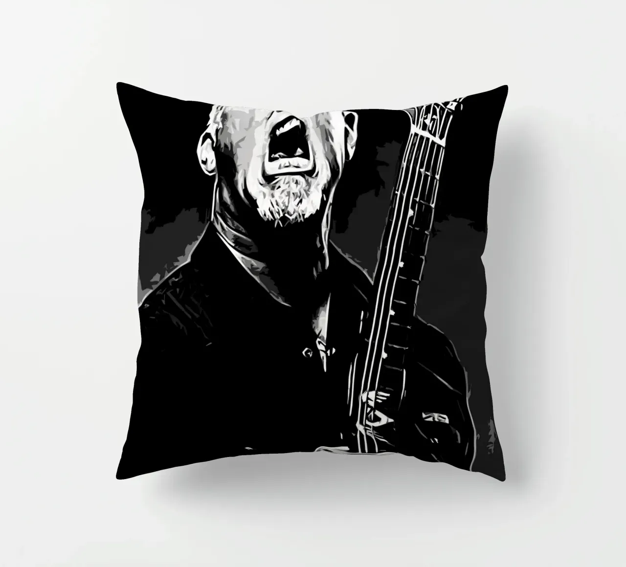 James Hetfield Metallichead band music 7 Art decorative cushion by music soul